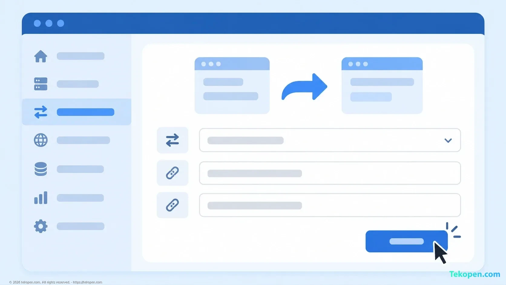 Illustration of the redirect configuration form in a hosting control panel