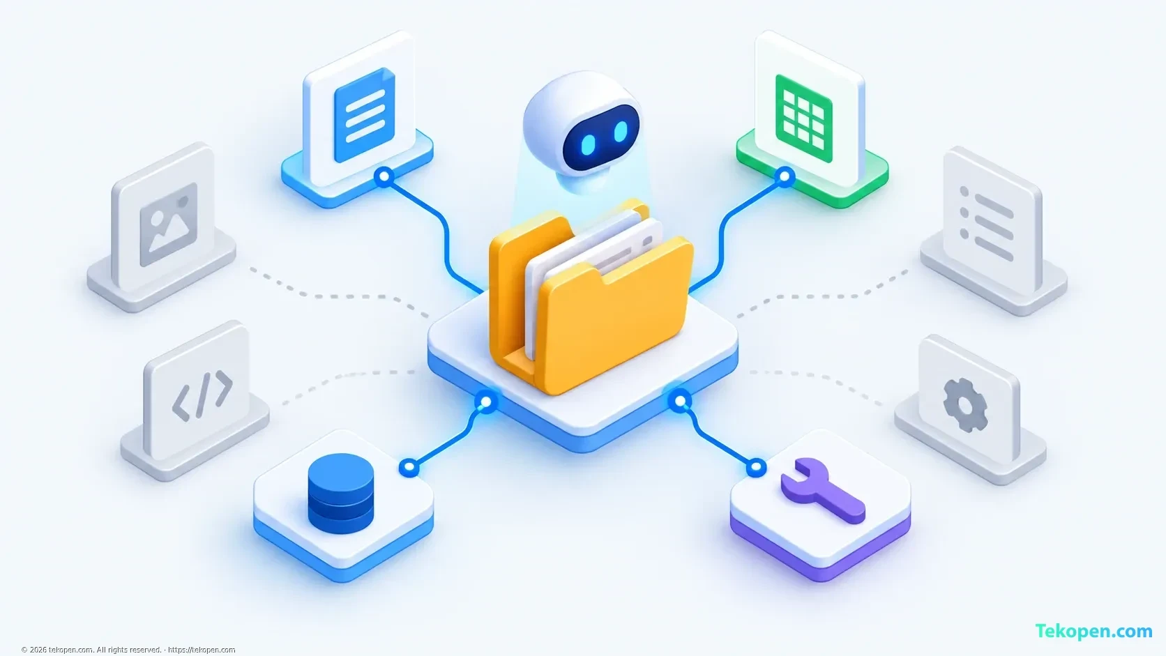 Documents and tools selected according to the context of the AI task