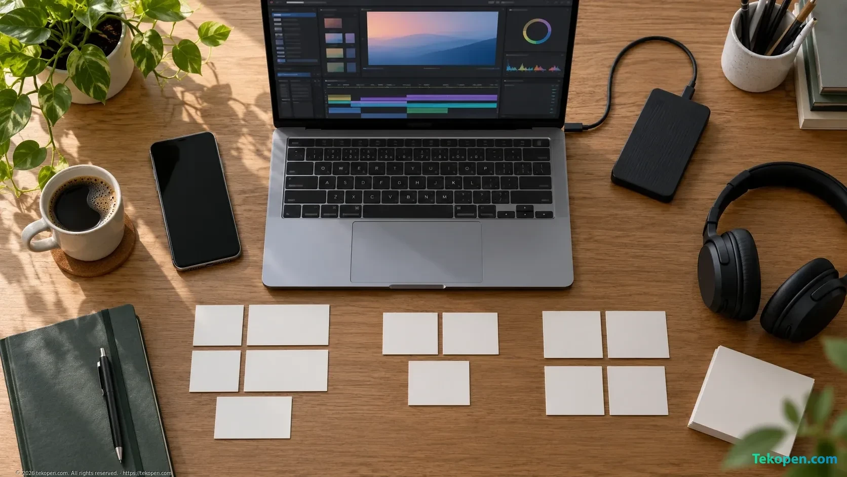 Workspace prepared for checking recorded files and handing video over for post-production