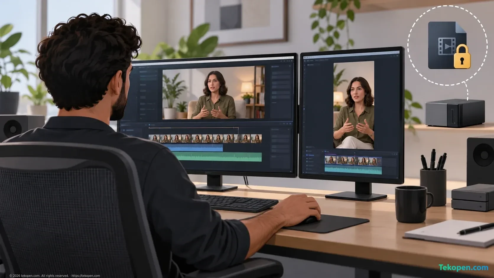 An editor reviewing an edit while keeping the original video separate