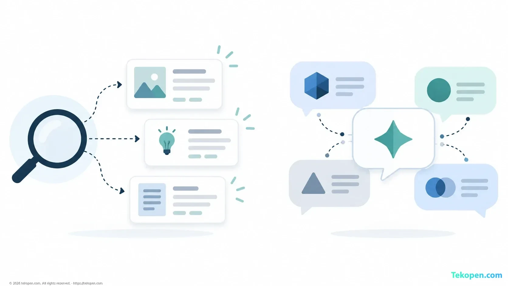 Two separate workflows for preparing search content and monitoring AI answers