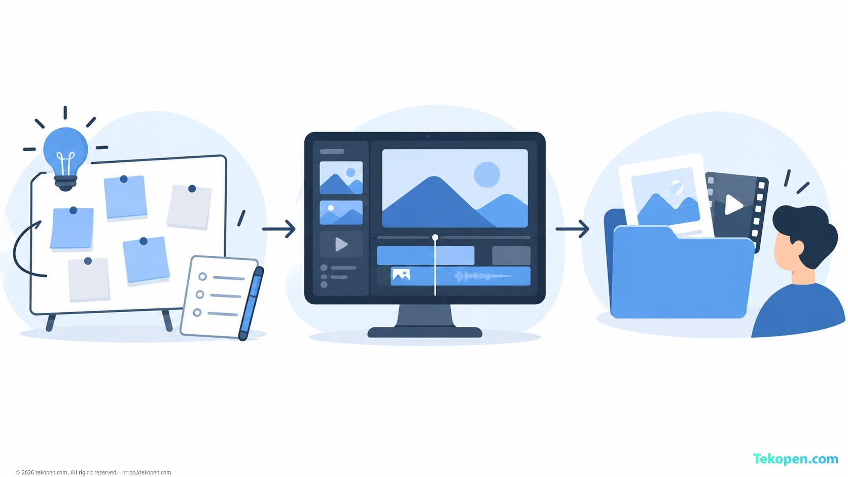 Workflow from idea development to editing and content handoff